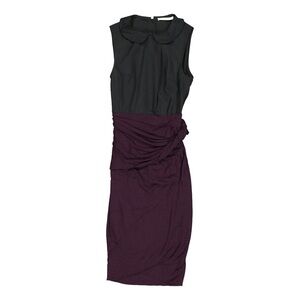NWT Carven Black Peter Pan Collar Plum Drape Dress size 38